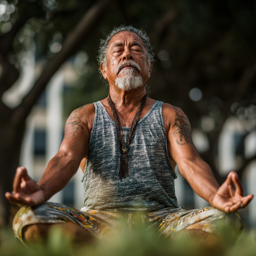 Instructor guiando suavemente a estudiante en postura de yoga